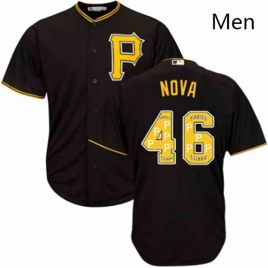 Mens Majestic Pittsburgh Pirates 46 Ivan Nova Authentic Black Team Logo Fashion Cool Base MLB Jersey